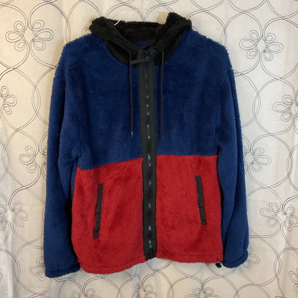 Men's Regular Fit Jacket - Original Use™ Dark Blue/red/black Hooded‎ Size XL